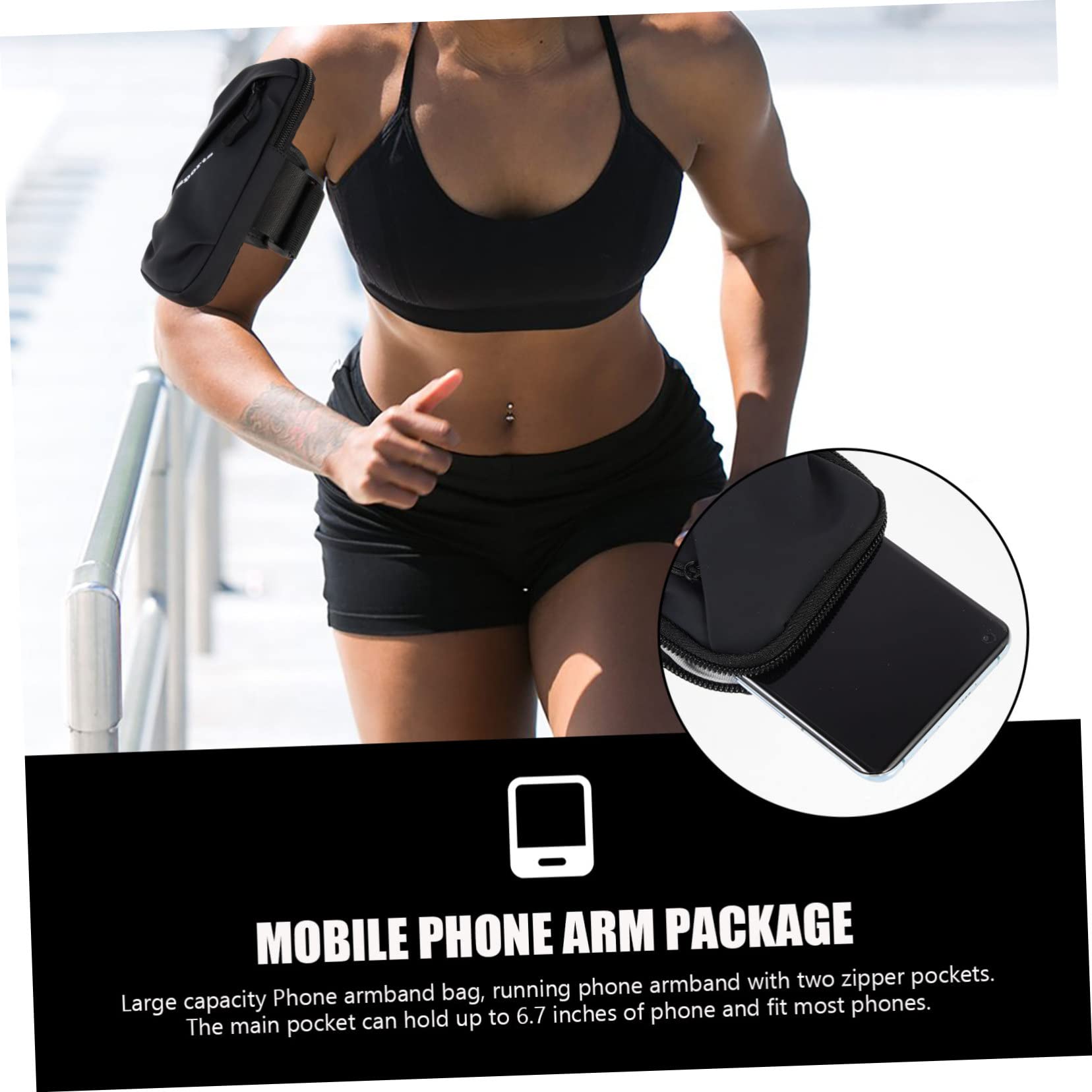 Gatuida 4pezzi Portacellulare Da Braccio Per Sport Jogging e Esercizio Sacchetto Elasticizzato Per Telefono Con Doppia Cerniera e Design