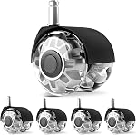Office Chair Wheels Casters Set of 5 - Heavy Duty Silent Rollers for Hardwood Floors & Carpet, 10x22mm FIT 1KEA,Non-Marring Black Chair Casters with Dual-Bearing Design