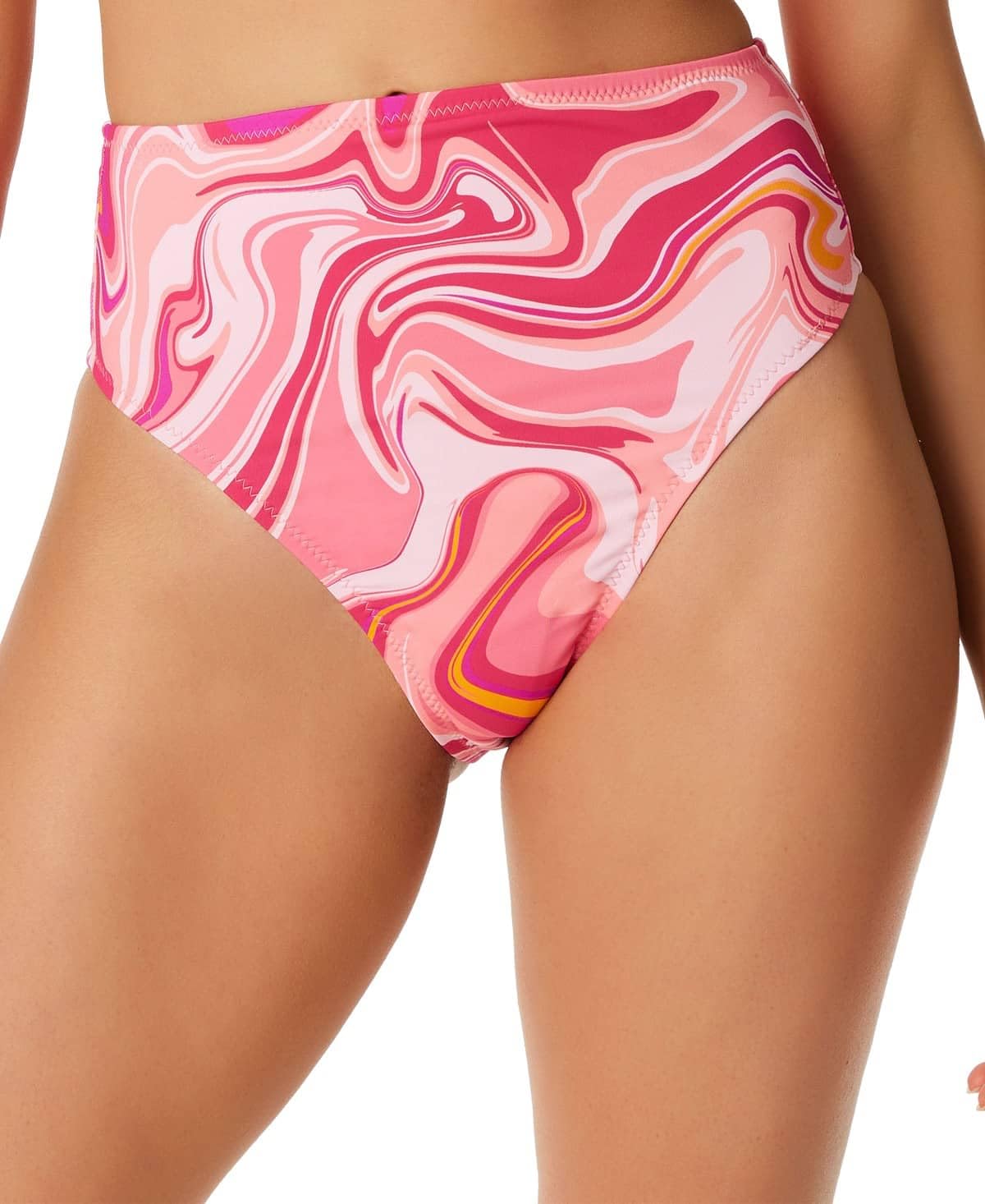 Jessica Simpson Bas de bikini taille haute Good Vibrations rose pour femme