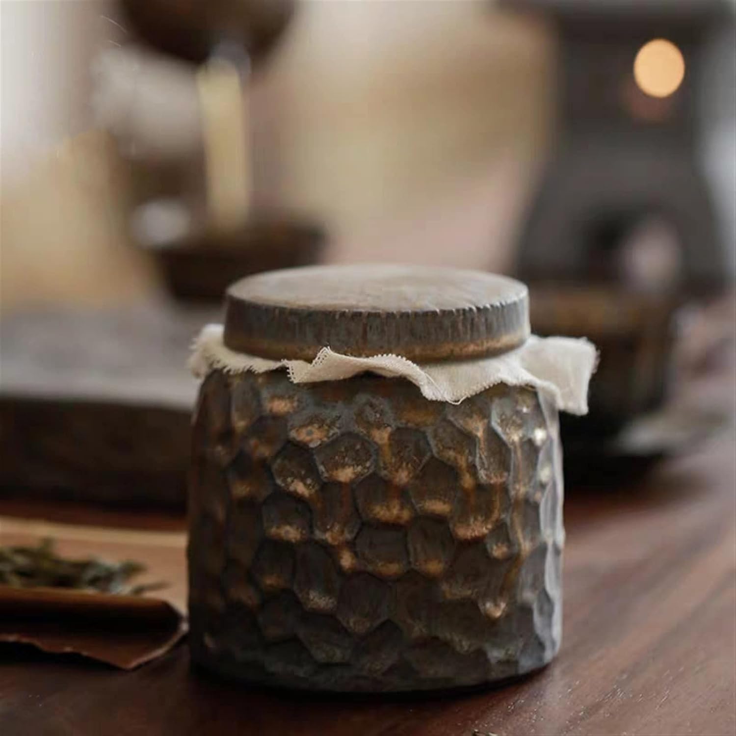 Chinese Retro Rust-Glazed Tea Warehouse Household Waking Up Tea Device Portable Kung Fu Tea Set Ceramic Tea Storage Tank Food Jars Canisters (Color : 10x8cm) (10x10cm)