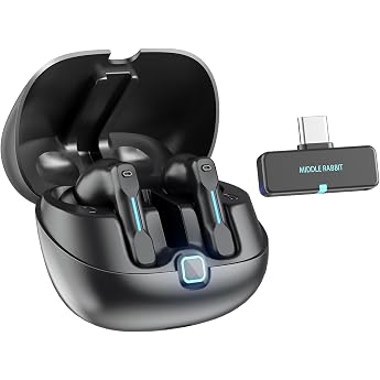 Middle Rabbit SW5 USB-C Wireless Headphones for Mobile Phone PC Laptop Desktop - IPX4 In-Ear Headset with 2.4GHz Dongle 20ms Low Latency Bluetooth 5.4 Microphone for Work Office & Conferences