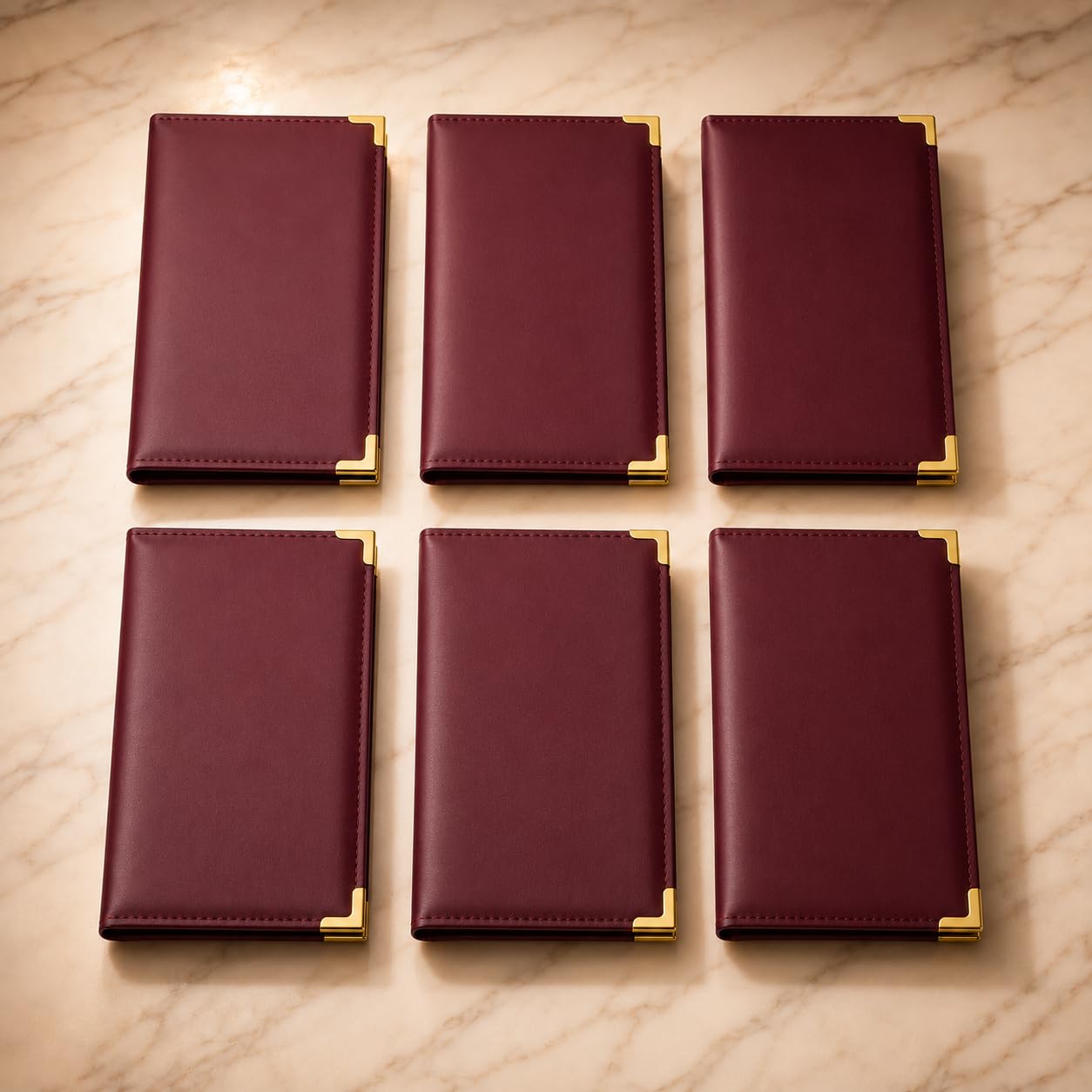Gurubhai Equipments Premium Bill Holder Set of 6 – Leather Bill Holder/Folder for Restaurants, Cafés, Bars & Table Service