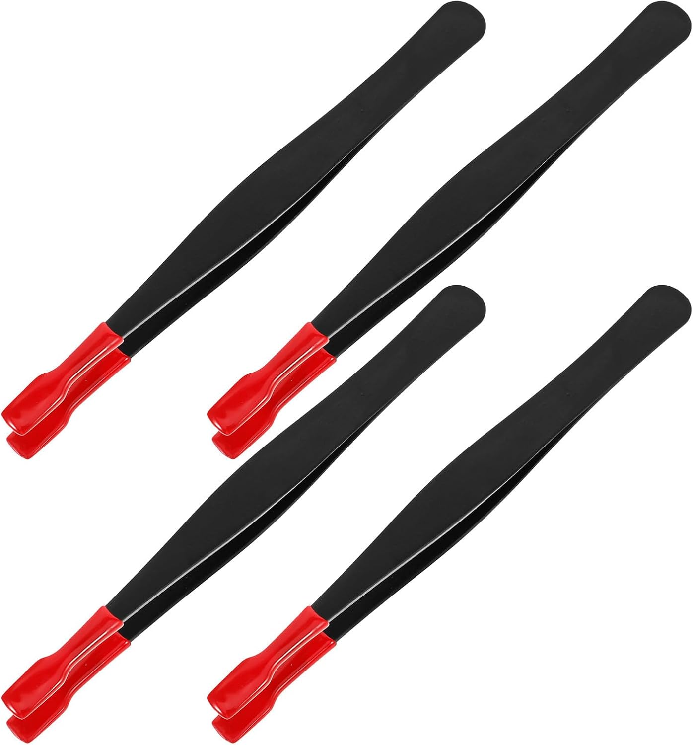 4pcs Rubber Tip Tweezers Stainless Steel for Stamp Banknote