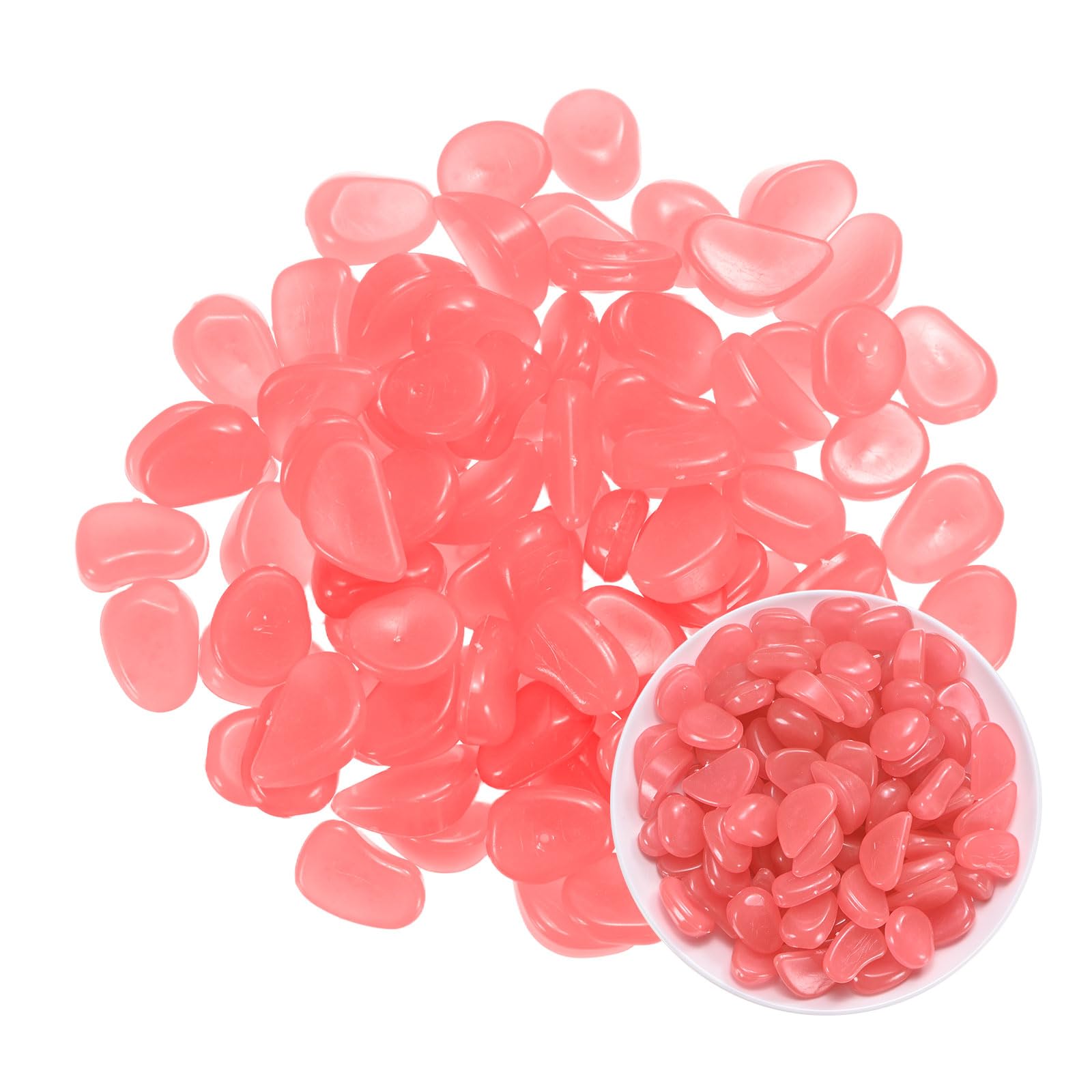 M METERXITY 50-Pack Glow in the Dark Rocks 1.06" Resin Outdoor, Pink — image 1