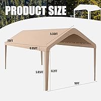 Vista 5 de Cubierta de toldo de repuesto para cochera de 10 x 20 pies para la parte superior de la tienda de campaña, cubierta de refugio de garaje con cuerdas