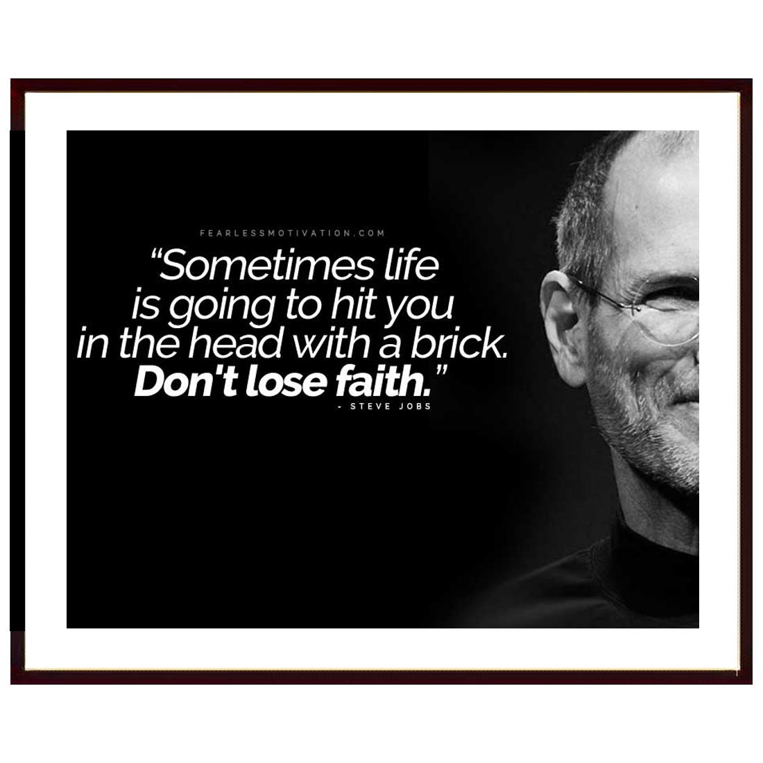 Art Steve Jobs Motivational Photo Frame|Matt Finished Print|Synthetic Wood frame without Glass|Frame for Living Room, Kitchen,Office,Restaurant Decoration|Gifting Purpose|Size (12 x 14)