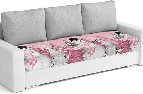 Miniatura 9 de Fundas de cojín para sofá de Navidad con diseño de muñeco de nieve gris, funda elástica para sofá con parte inferior elástica, diseño de árbol de