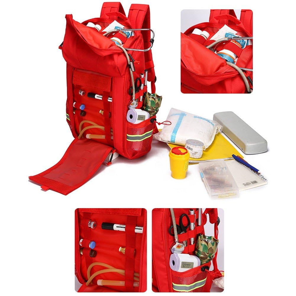 Mochila De Primeros Auxilios, Bolsa Médica con Tira Reflectante, Bolsa Vacía para Primeros Auxilios para Emergencias, Ideal para Acampar, Ciclismo Y Senderismo.