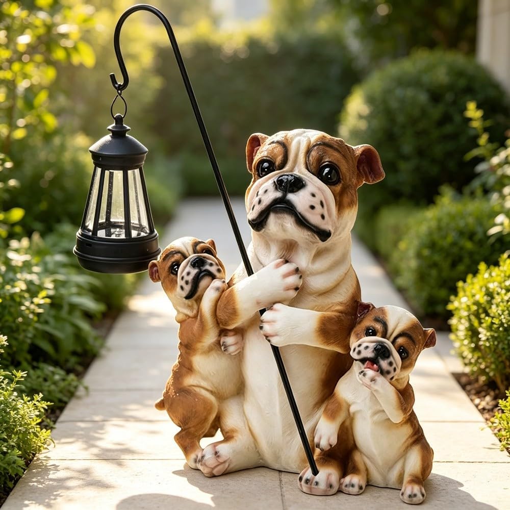 Luce solare della statua del cane per la decorazione del patio