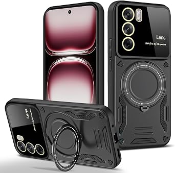 ZORSOME for Oppo Reno 12 Pro Military Grade Protective Case,Magnetic Bracket Stand Shockproof Full Protective Case for Oppo Reno 12 Pro,Black