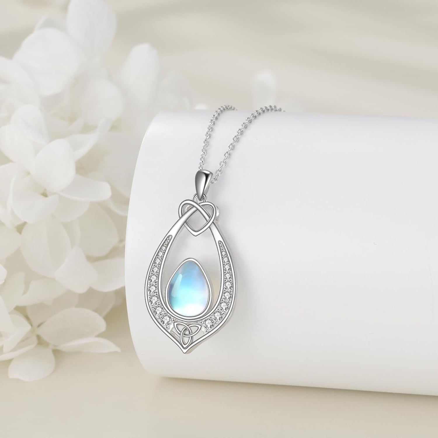 YAFEINI Moonstone Necklace for Women 925 Sterling Silver Moonstone Neckalce Pendant Jewelry Gifts for Women - Image 4
