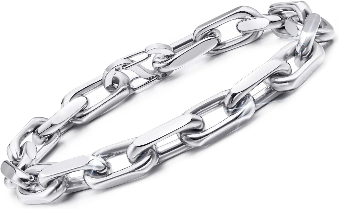 VNOXLink Chain Bracelets for Men - Cool Mens Bracelets Diamond-Cut Paperclip Solid Chain Bracelet Chunky Stainless Steel Jewelry Trendy Gifts