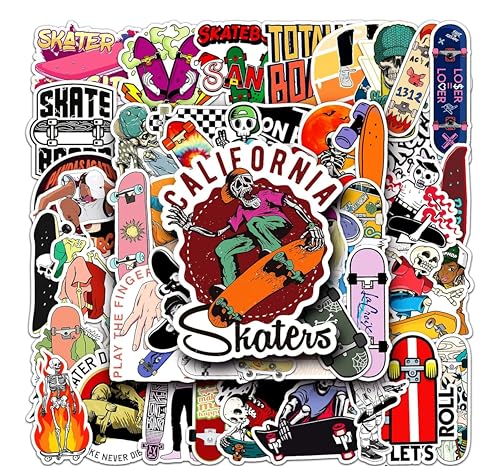 Image of 50 pcs Skateboard Sports Lovers Stickers Vinyl Vintage Boys Positive Affirmation Quotes Aesthetic Decorate Accessories for Mobile Fridge Laptop Bottle Journal Guitar Office Room Stationery