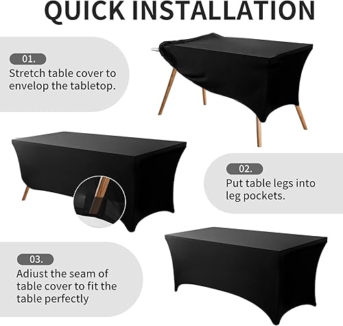 Miniatura 5 de Mantel rectangular de elastano elástico, ajustado, lavable, funda protectora, adecuado para reuniones, bodas, banquetes, fiestas y ferias