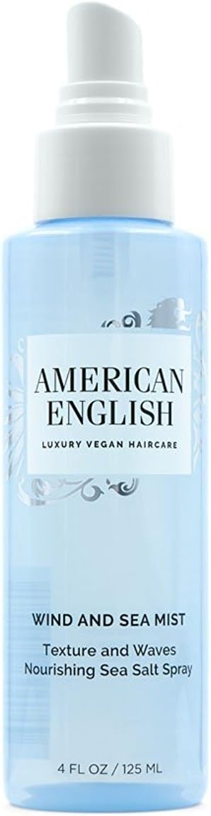 American English Vegan Hair Care Sea Salt Hair Spray - Wind & Sea Mist. Hair Styling Waves Spray For Perfect Texturizing Beach Hair - 4 FL.Oz - Paraben Free - All Hair Types by