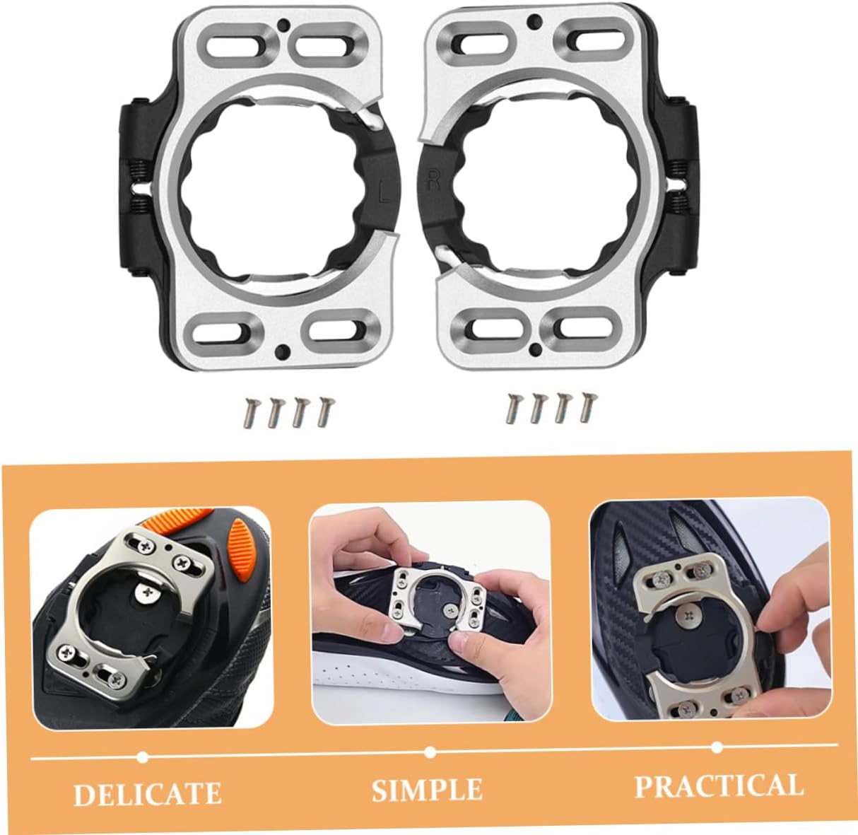 2pcs Cycling Cleats for Road Mountain Wear-Resistant Pedal Clip Adapters Easy Replacement for Enhanced Riding Stability and Power Transfer