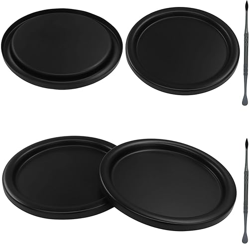 Miniatura 2 de 4 portavelas de hierro negro (3.8 pulgadas de profundidad x 0.2 pulgadas de alto), elegante soporte para velas LED y pilar, bodas, conos de