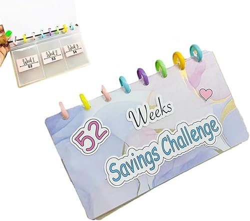 Carpeta de ahorros l desafío de ahorro de 52 semanas, libro de presupuesto reutilizable, carpeta de ahorros en efectivo, libro de desafíos de ahorro