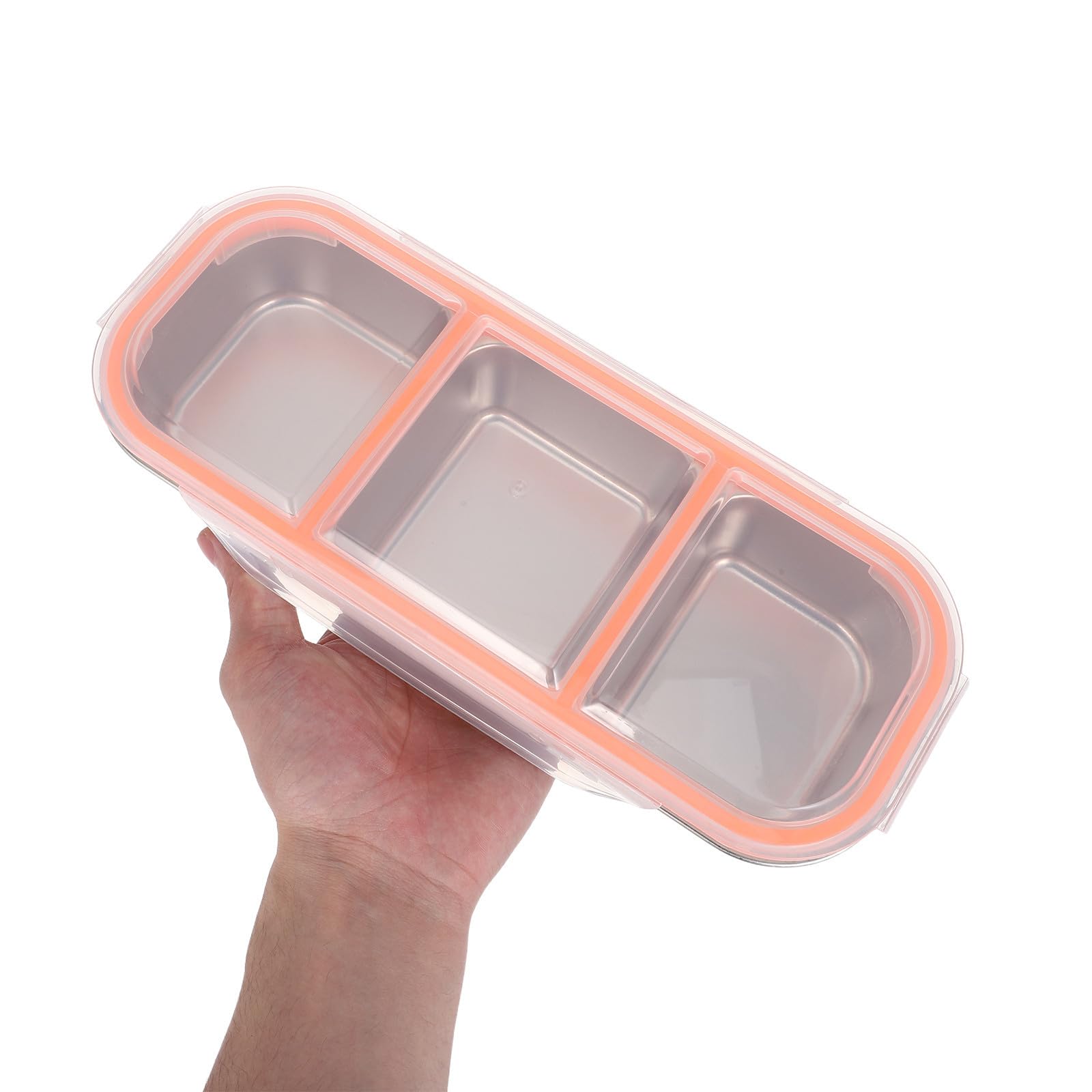 4 Stück-pack Edelstahl Snackbox mit 3 Fächern und 600ml Deckel | Luftdichter Verschluss, Rostbeständig und Leicht zu Reinigen, für Schule, Familie und Portionen