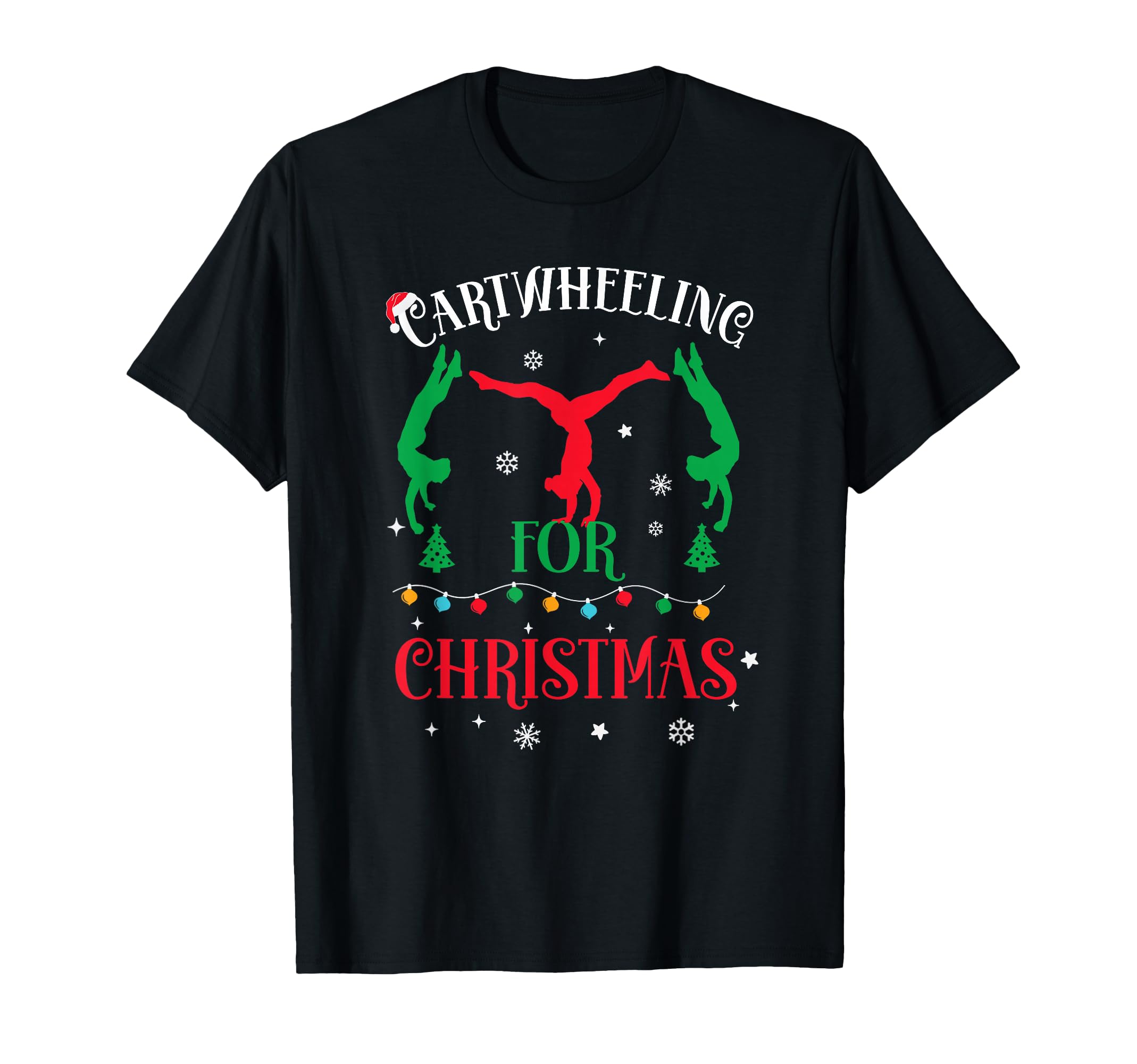 Festive Christmas 2025 Gymnast Girl T-Shirt: Cartwheeling Design for Holiday Fun and Tumbling