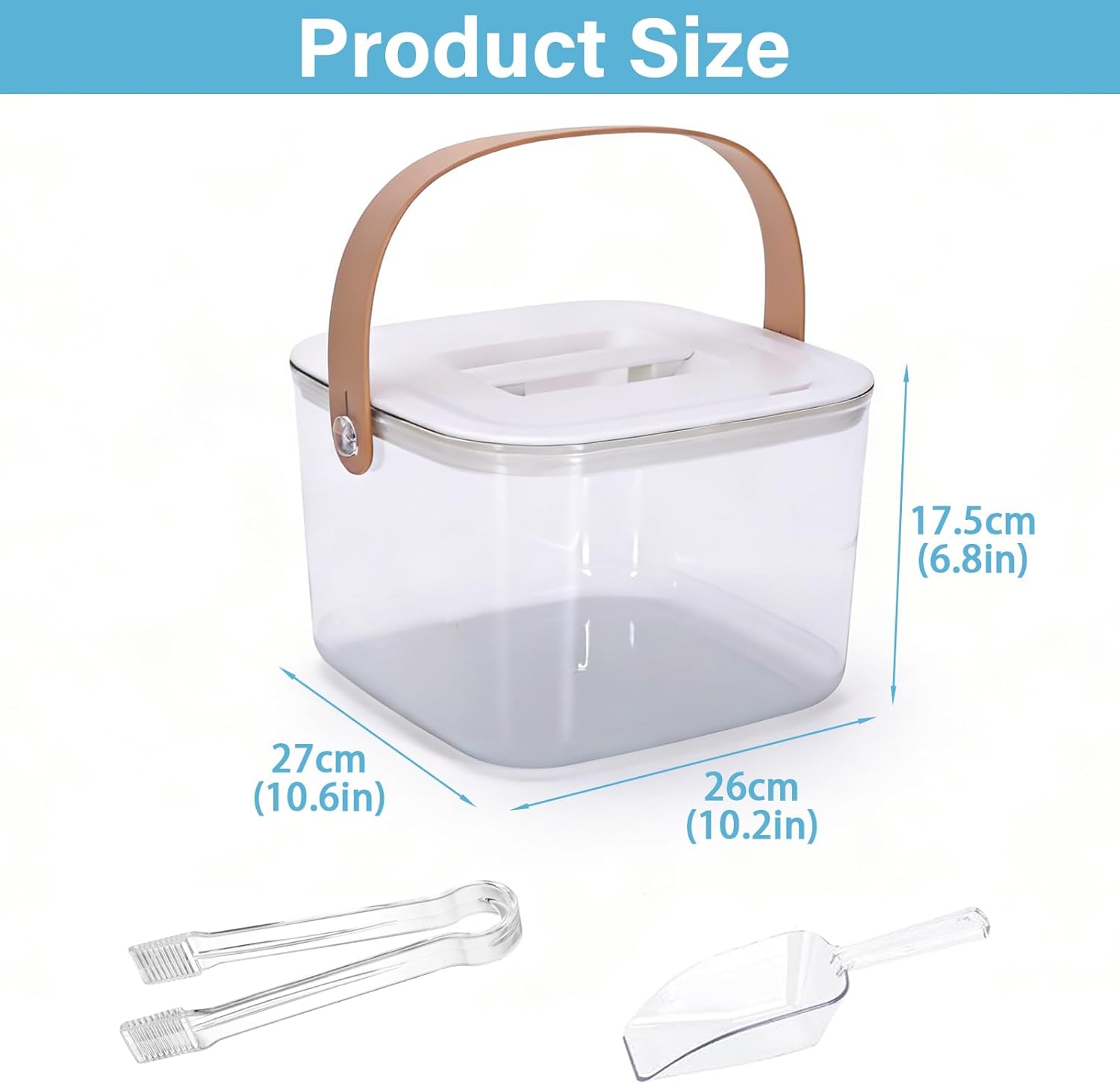 Plastic Ice Bucket with Lid and Scoop,Clear Champagne Bucket for Parties, Insulated Beverage Tub with Ice Tongs, Portable Wine Chiller for Home Bar, Outdoor Summer Gatherings & Club Events