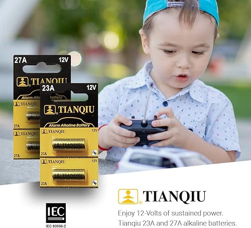 Miniatura 9 de Tianqiu Batería alcalina A23 12V, tira de lágrima (10 baterías)