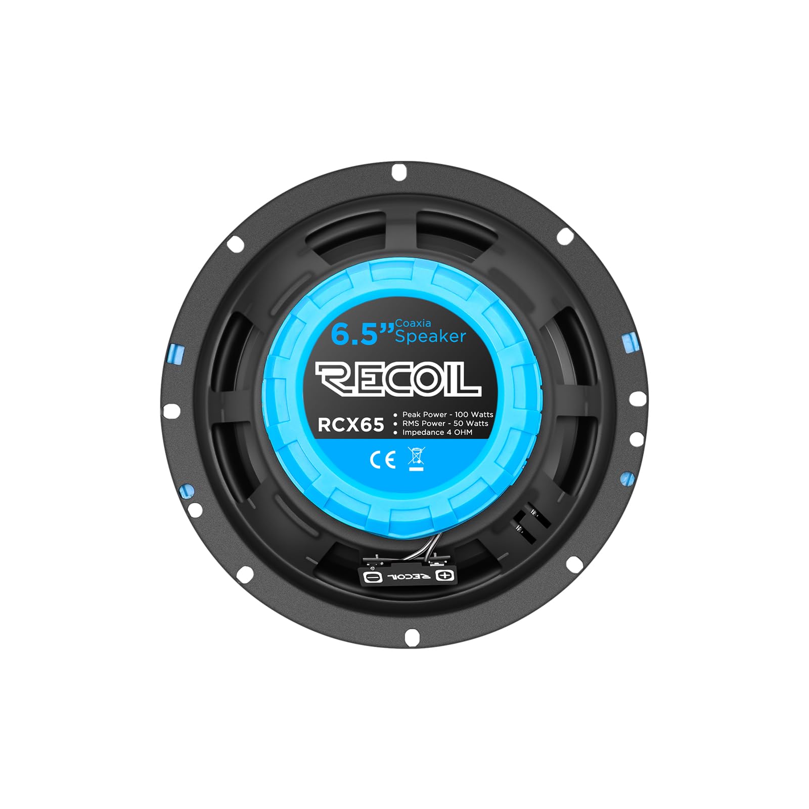 RECOIL RCX65 Echo 165mm (6,5 Zoll) 2 Wege Koaxial Lautsprecher Set Paarleistung 100 Watt RMS 200 Watt Maximal Auto Lautsprecher