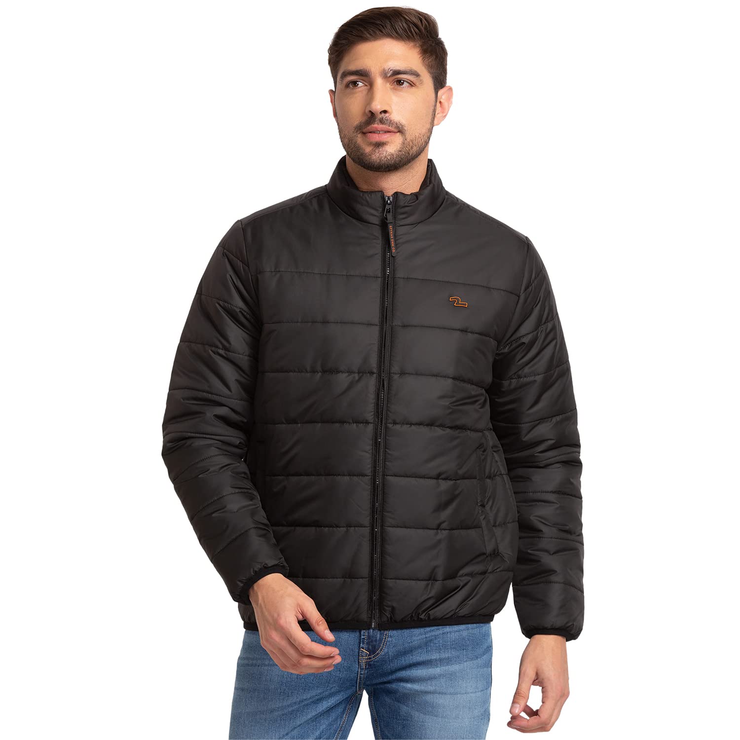 Spykar Men'S Metallic Black Nylon Solid Sleeveless Regular Fit Jackets