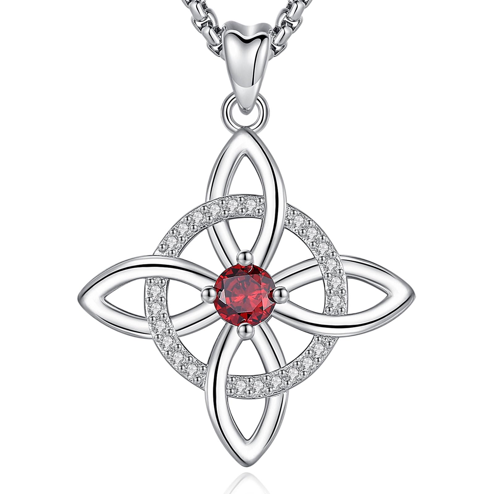 AEONSLOVE Hexenknoten Halskette Damen Silber 925 Irisch Keltischer Knoten Kette mit Geburtsstein Hexenanhänger Hexen Knoten Schmuck