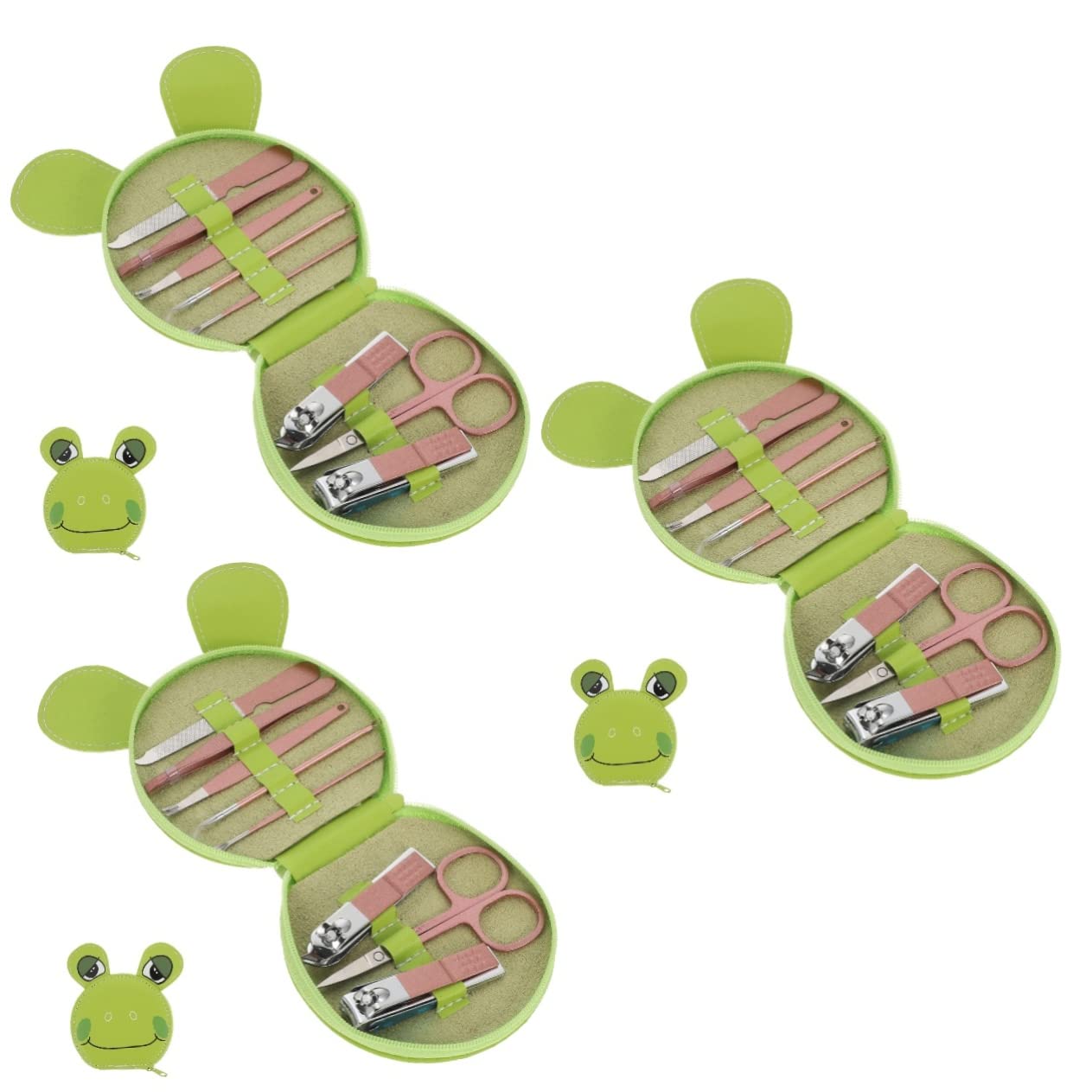 Healvian 3sets Professionale Di Strumenti Per Manicure Da Viaggio Kit Completo Per Unghie e Pedicure Con Custodia Tema Cartone Animato Accessori Acciaio Inossidabile Per Donna Facile Da