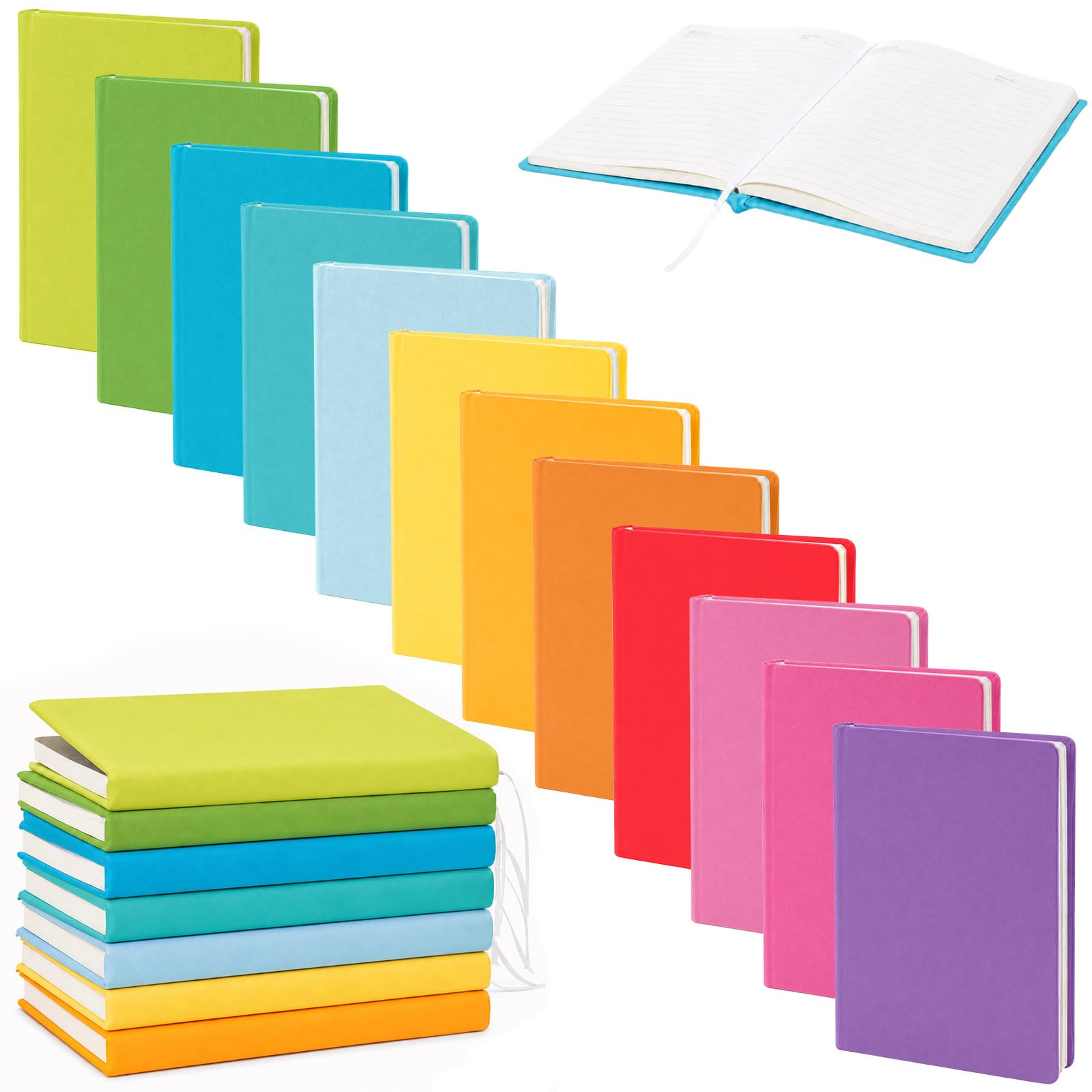 gisgfim Paquete de 12 fundas elásticas para libros de texto de tapa dura, lavables y reutilizables, de tela jumbo, libros de hasta 9 x 11 pulgadas, 12 colores surtidos, volver a suministros (arcoíris)