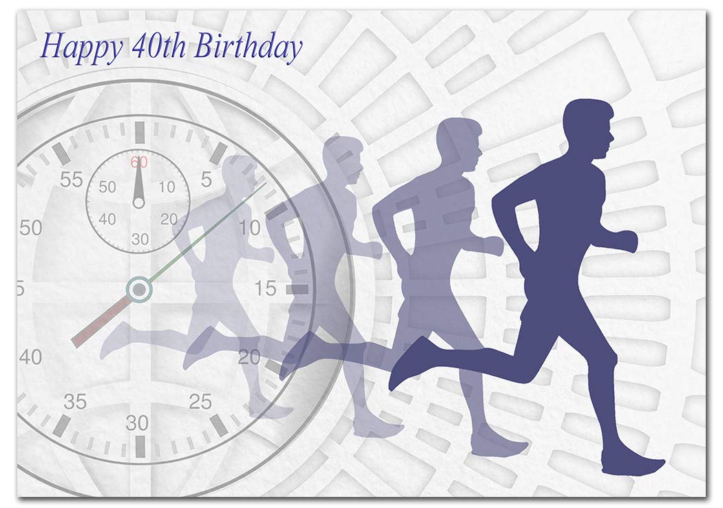 Extra Large 40th Birthday Card for Men - XL Big thick A4 size - Special Age Year - Cool Running Man Sports Theme Art - Traditional Greeting Him Male - Huge Happy Wishes - UK Eco-Friendly — image 1