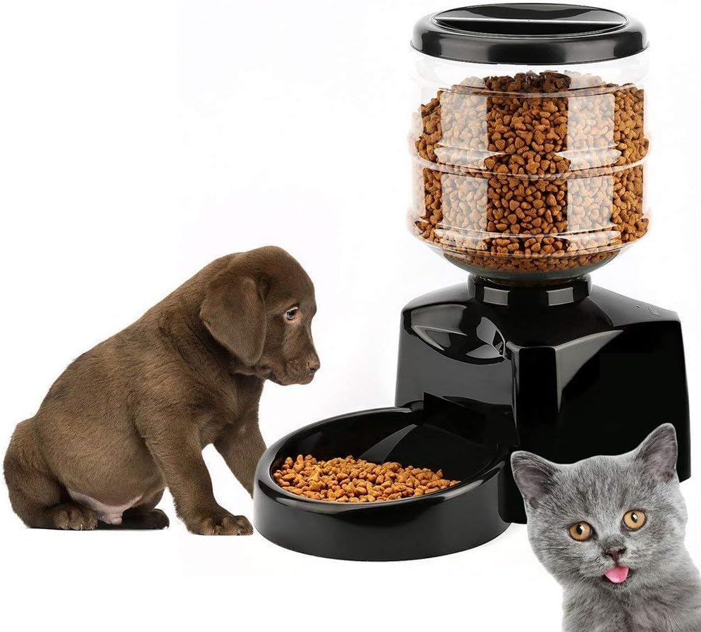 Haoren 5.5L Automatic Pet Feeder, Recordable Dog Cat Dry Food Container with LCD Screen