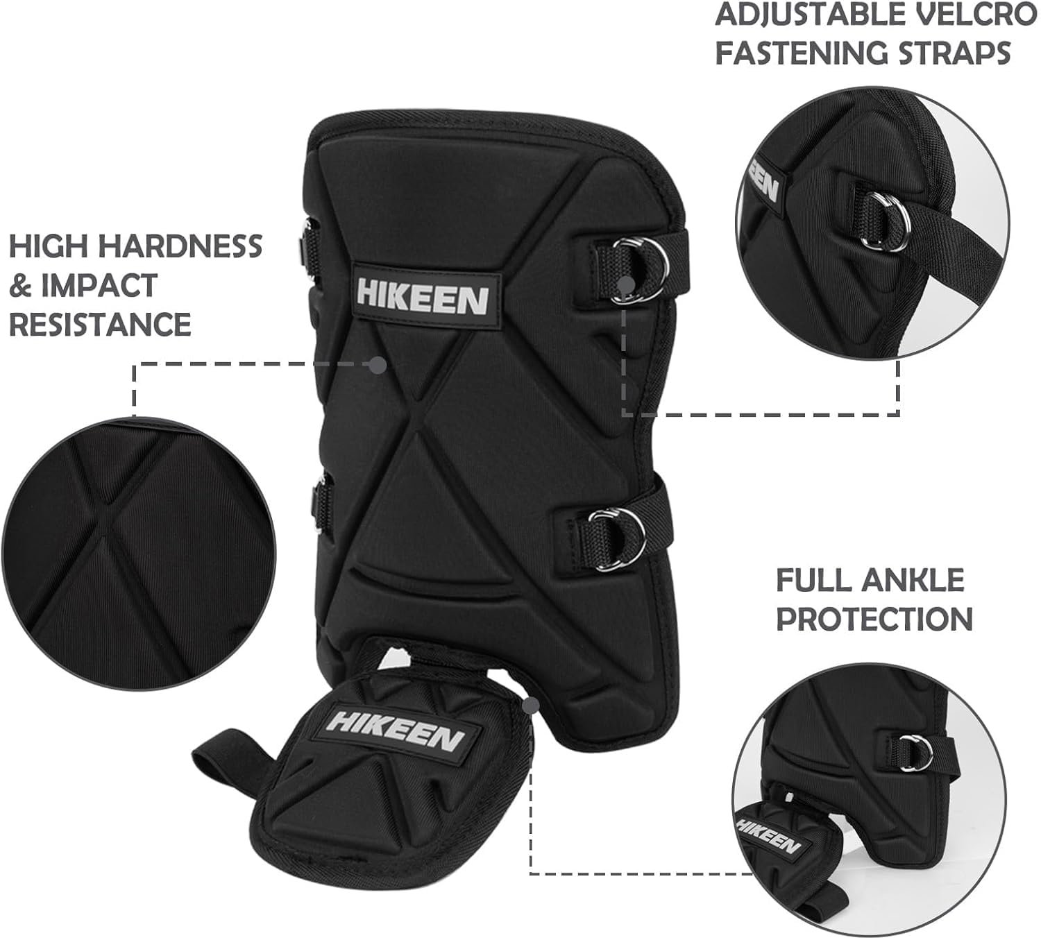 Hikeen Protector de pierna de béisbol para bateador de espinillas y pies con correas ajustables, equipo de sóftbol adecuado para bateadores de mano derecha e izquierda