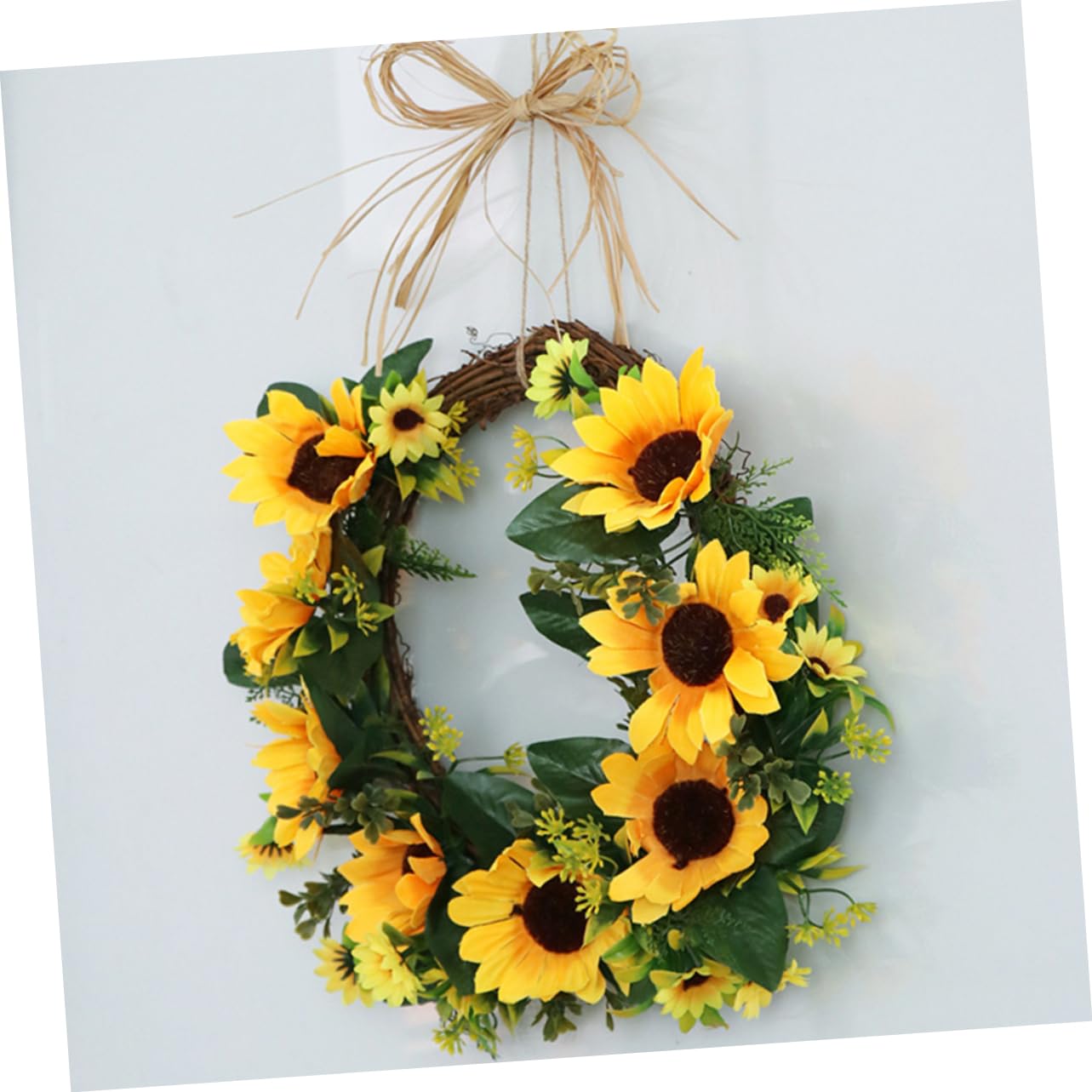 Alipis 2 Pz Simulazione Girasole Ghirlanda della Porta d'ingresso ghirlande Verdi per la Porta d'ingresso addobbi Matrimonio Ornamento vetrina Ghirlanda sospesa Artificiale Appeso al Muro