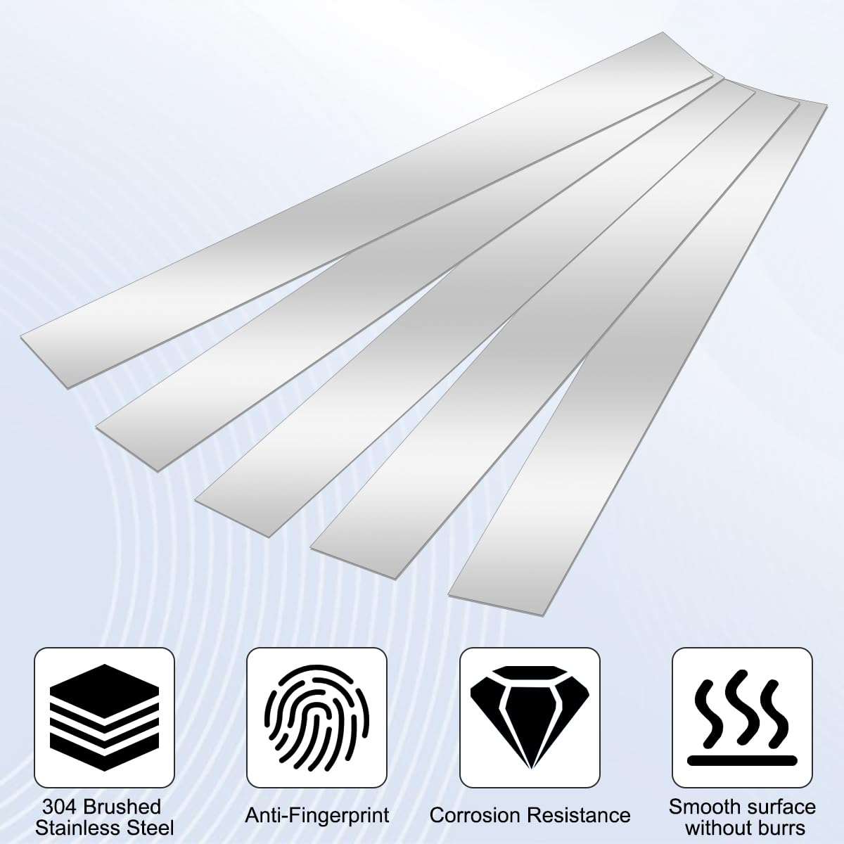 10 Pcs Sheet Metal Strips,12'' Length,1'' Width, 0.02'' Thickness,Thin Flat Metal Strips, 304 Stainless Steel Gap Filler, SS Strip, Shim Stock Sheets, Steel Machine Shim