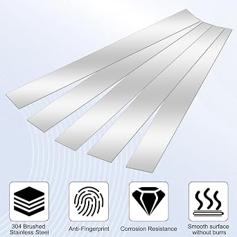 10 Pcs Sheet Metal Strips,12'' Length,1'' Width, 0.02'' Thickness,Thin Flat Metal Strips, 304 Stainless Steel Gap Filler, SS Strip, Shim Stock Sheets, Steel Machine Shim, 30cm*2.54cm*0.6mm
