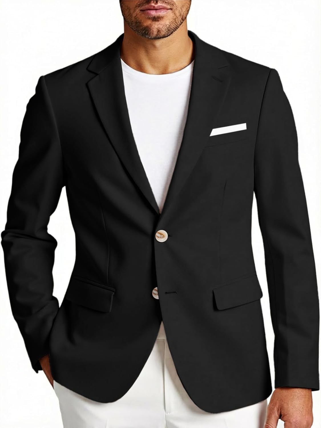 Runcati Men’s Long Sleeve Slim Fit British Blazer Plain Business Wedding Leisure Suit Jacket