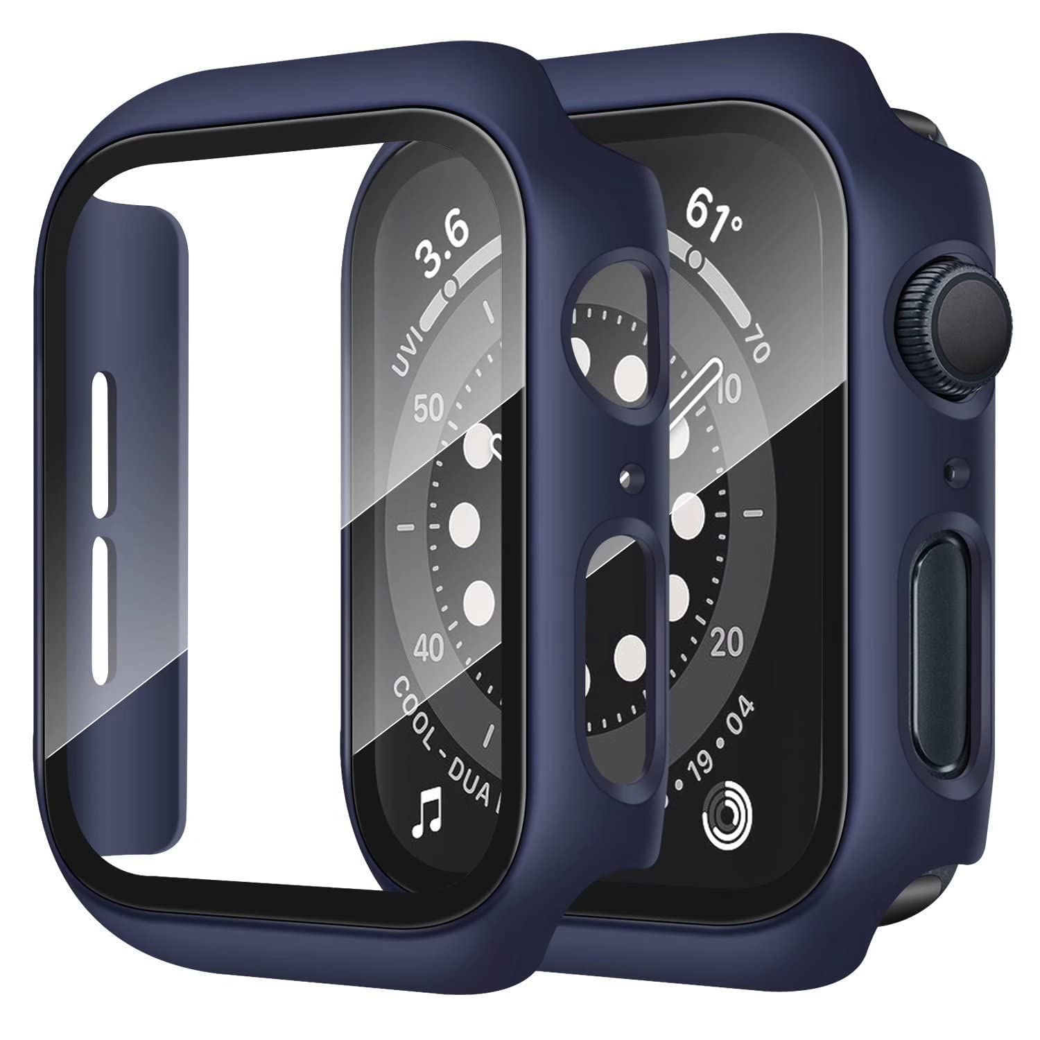 VEMIGON Hard PC Case Compatible with Apple Watch Series 6 5 4 SE/SE2 44mm with Tempered Glass Screen Protector, iWatch Case with Screen Guard, Touch Sensitive, Bumper Protective Cover(44mm Dark Blue)-image-47