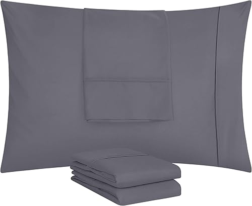 Miniatura 5 de Utopia Bedding Fundas de almohada estándar  Paquete de 4  Cierre de sobre  Tela de microfibra cepillada suave  Fundas de almohada resistentes al