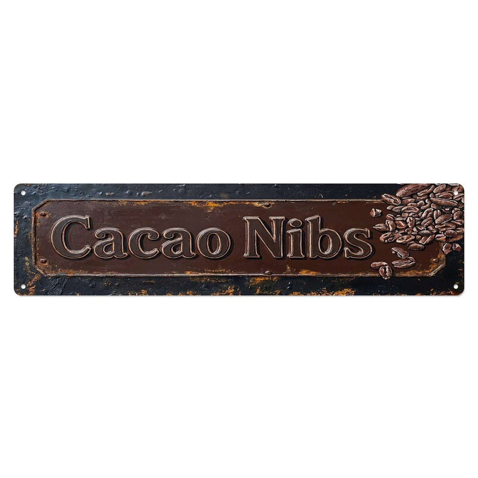 Vintage Cacao Nibs Raw Farmhouse Metal Tin Sign
