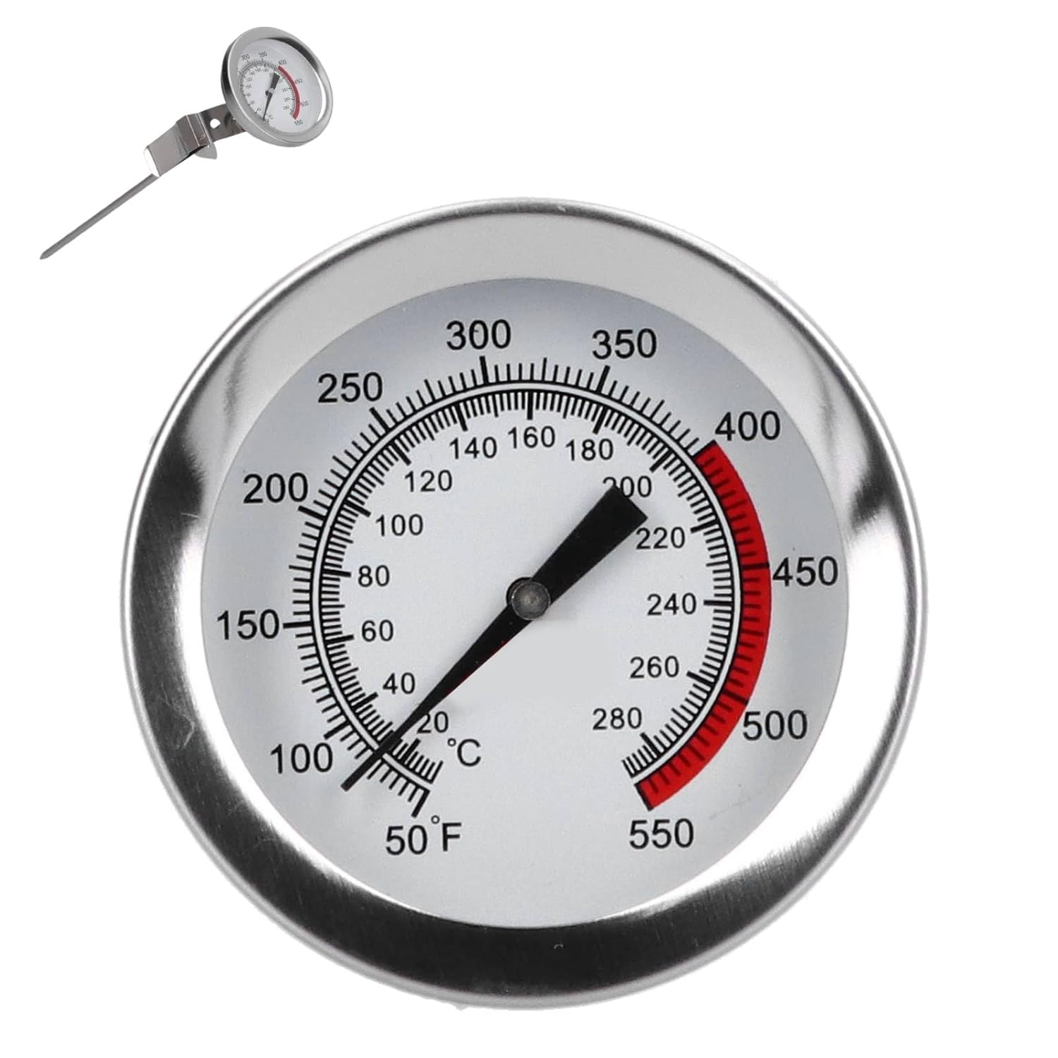Deep Fryer Candy Turkey Thermometer with Clamp, Stainless Steel Fry Oil Thermometer for Frying, Candy and Meat Cooking