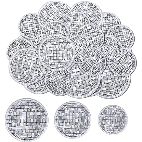 FineCheer 12 Pcs Disco Ball Iron on Patch Embroidered Applique Western Patches Iron on Music Party Bling Ball Embellishments for DIY Clothing Backpacks T Shirt Jeans Skirt Hat Bag(Cute Style) Cover