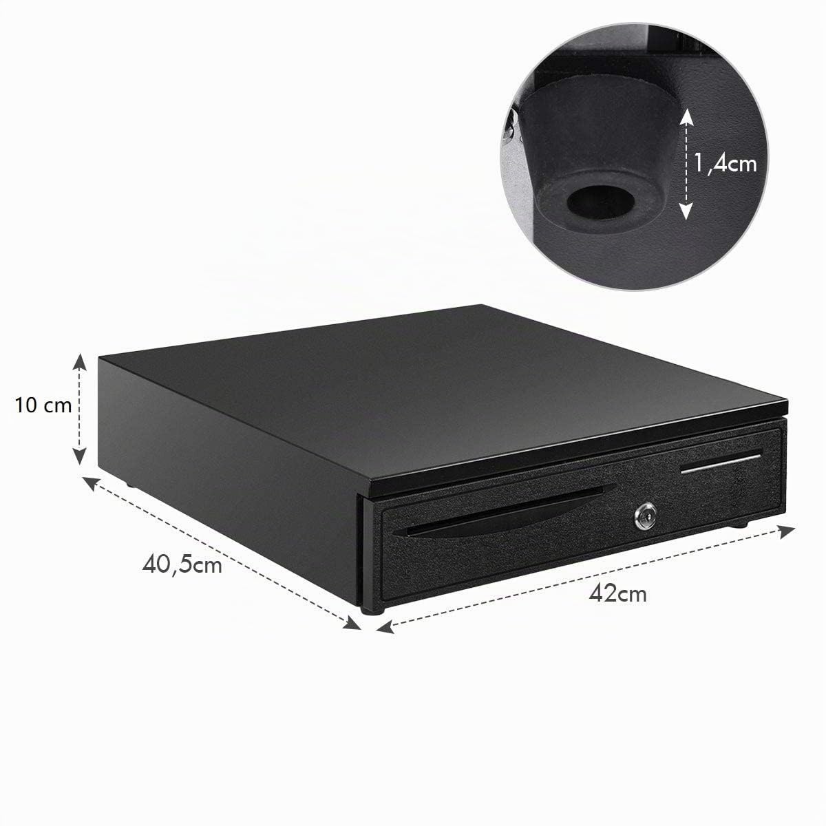 COSTWAY Cassetto Portasoldi, Cassetto Porta contanti, Cassetto per Registratore di Cassa, 5 scomparti per Monete e 5 scomparti per Banconote, 40,5x42x10cm
