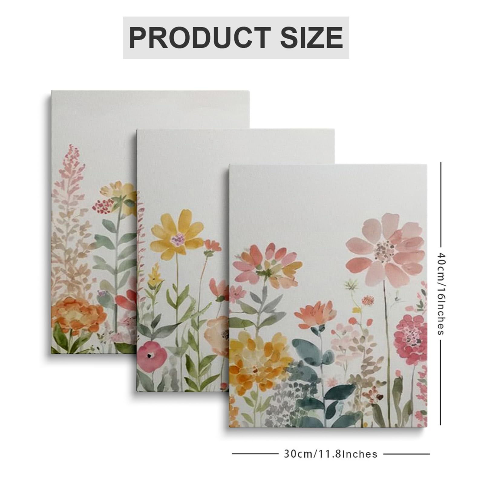 prinfantasy Pastel Flowers Wall Art Set - Natural Botanical Prints Set of 3 Colorful Poster Pictures 1004 - Image 2