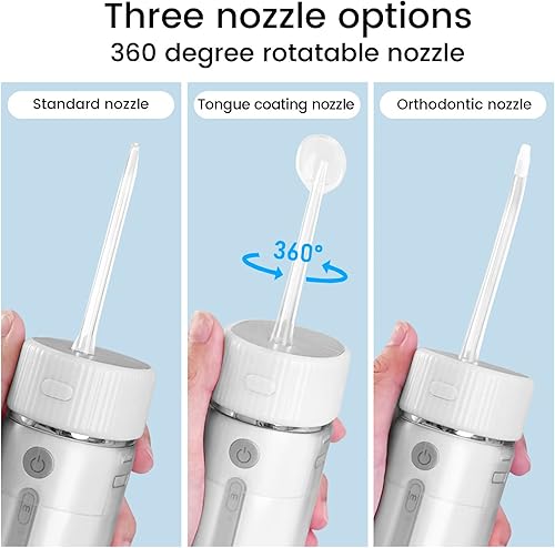 Miniatura 6 de Irrigador dental de agua eléctrico, irrigador dental inalámbrico con 4 modos y puntas de chorro reemplazables, limpiador de dientes portátil