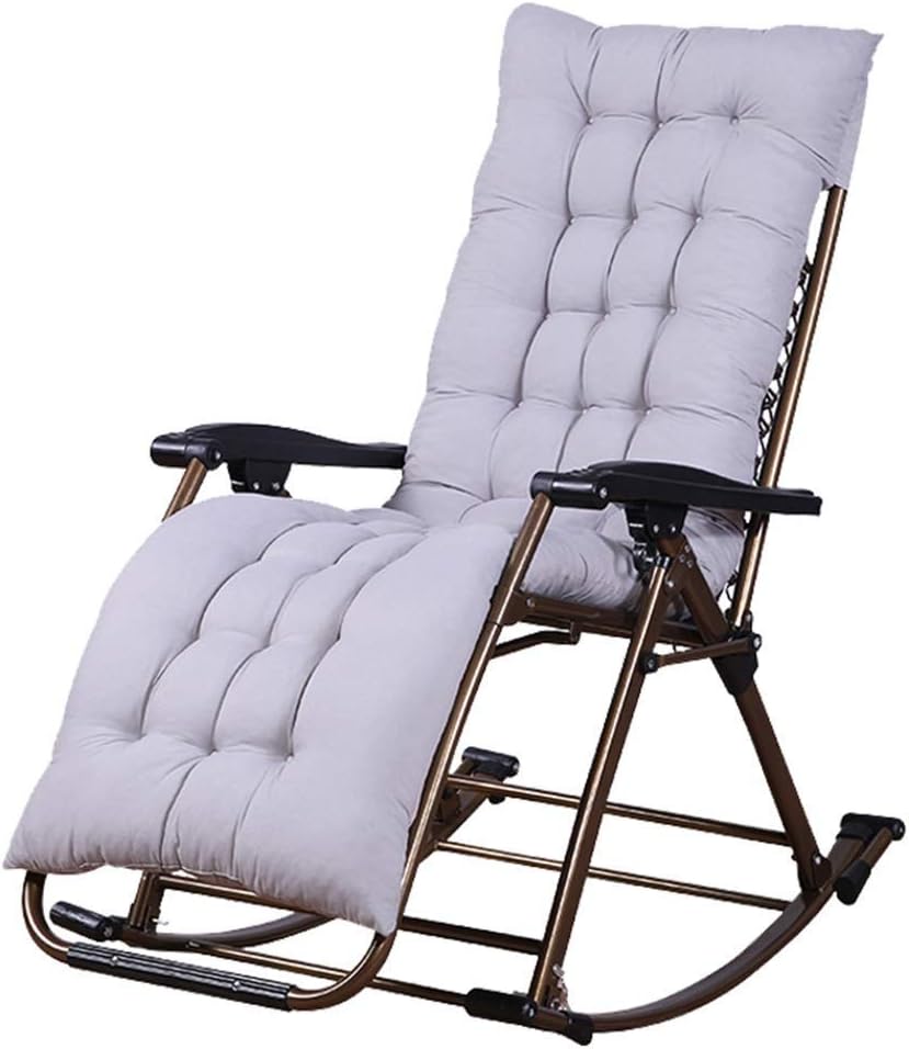CAPXXIN - Silla Mecedora de jardín reclinable Plegable - Tumbona Ajustable para Exteriores Silla balancín de Gravedad Cero con cojín, Soporte 440 LB Needed