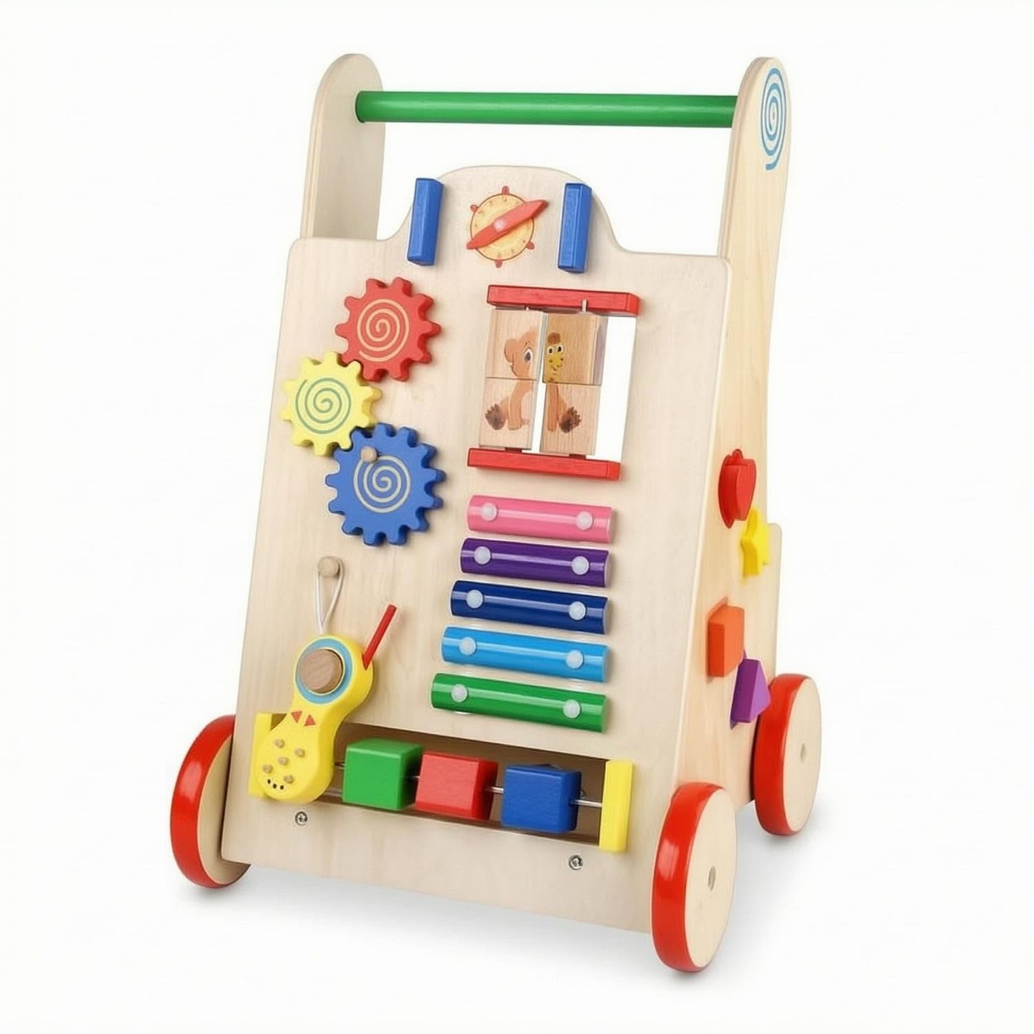 Bnf Multi-Function Wooden Baby Push Stroller Educational Activity Stroller Toy Interactive Toddler Learning Vehicle Develops Movement Skills for Toddlers, Babies, Walking Practice, MBJ Walker-image-31