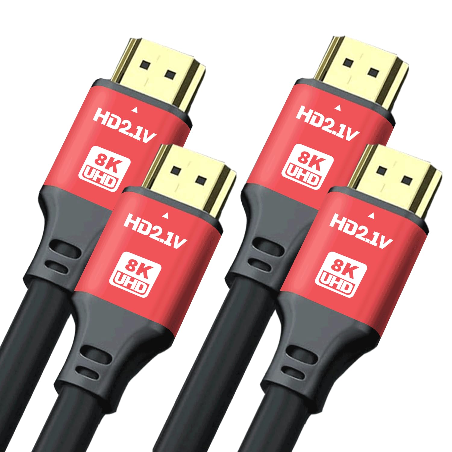 jojobnj HDMI Cable 10FT 2-Pack, 48Gbps 8K@60Hz 4K@120Hz, HDCP 2.2 & 2.3, DTS:X, HDR 10 Compatible with Roku TV/eARC/3D/PS5/HDTV/Laptop/Blu-ray High Speed HDMI Cable(Red)