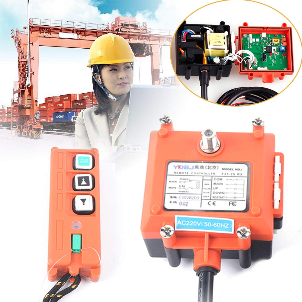 Mini control remoto inalámbrico de grúa emisor y receptor para equipo de elevación eléctrico industrial, grúa de puente IP65 clase de protección, emisor receptor, alcance de 100 m - Manual en alemán